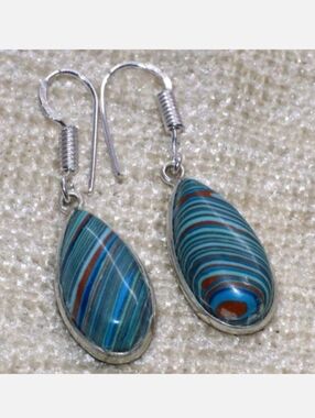 Rainbow Calsilica Gemstone 925 Sterling Silver Handmade Drop Dangle Earrings